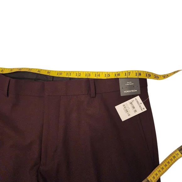 Nordstrom Mens Trim Fit 4 Way Stretch Burgundy Royal Dress Pants 38 NWT